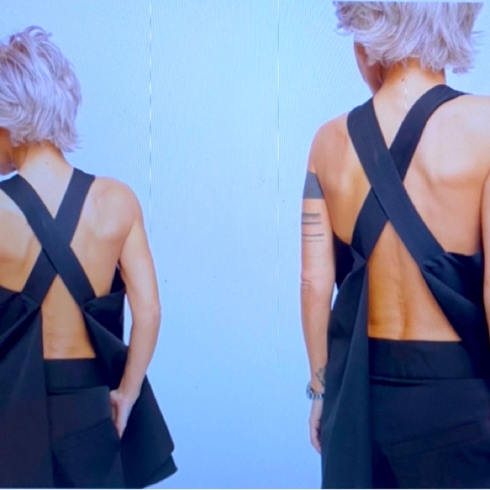 COPY - COPY - 2-piece boxy Criss-cross black tiered top and relaxed pants